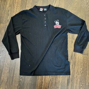 Vintage Mickey Unlimited Jerry Leigh Long Sleeve Henley Shirt Mouse Medium M
